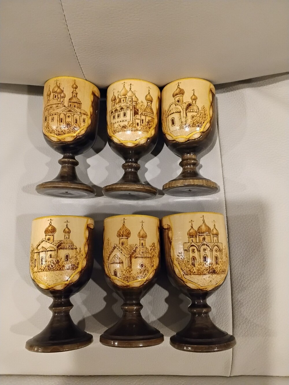 Set Of 6 Wooden Goblets